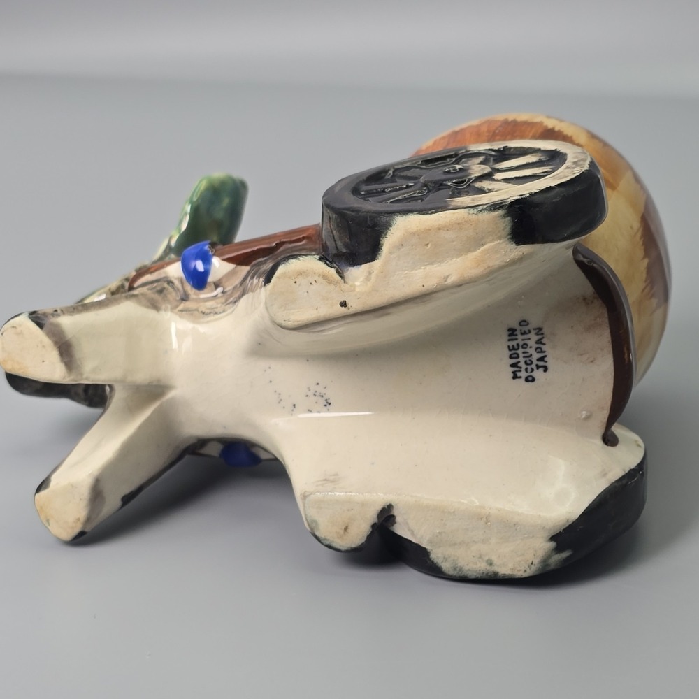 Vintage Occupied Japan Donkey Cart Planter Ceramic Burro Wagon Planter Figurine - Picture 9 of 11